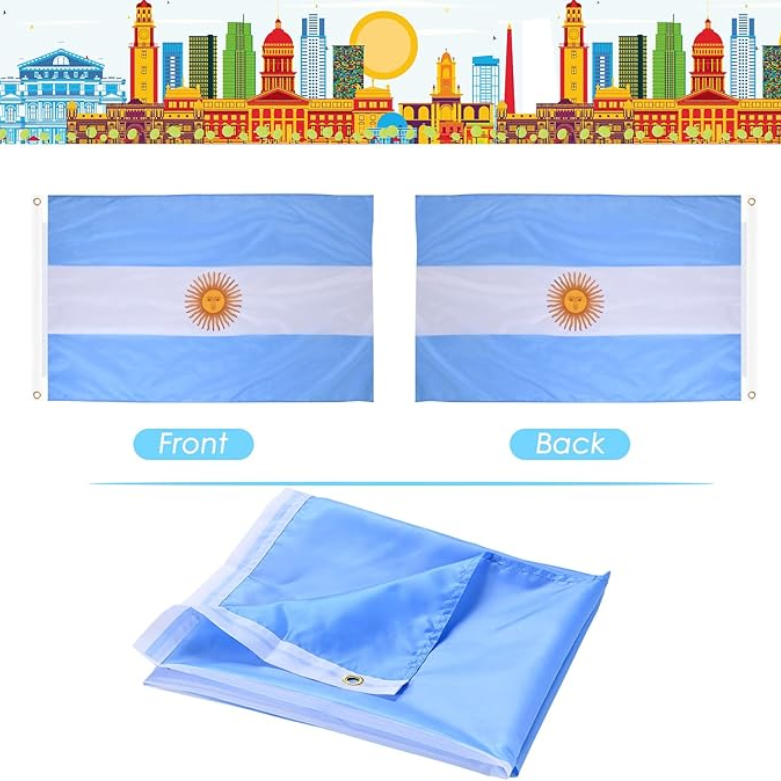 Bandeira Argentina Copa do Mundo 9 x 1,5 m, Bandeira Nacional Grande para Decoração