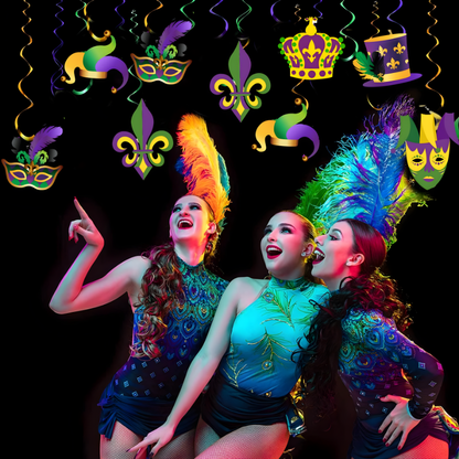 Decorações de redemoinho para pendurar no carnaval - máscara coroa carnaval pendurada