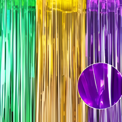 Cortina para eventos carnavalescos Pacote com 1 cortinas com franjas douradas verdes roxa