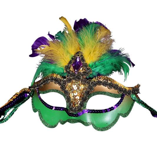 Máscara De Carnaval Veneziana Colorido de Pena Brilho Com 18*25cm