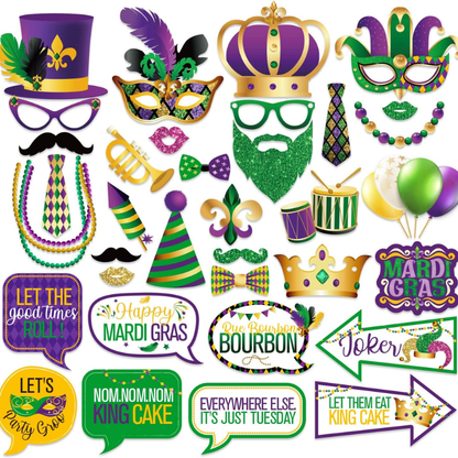 Kit com 35 peças de adereços para cabine de fotos do Carnaval, artigos festa à fantasia
