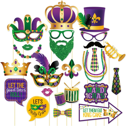 Kit com 35 peças de adereços para cabine de fotos do Carnaval, artigos festa à fantasia