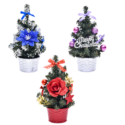 Mini árvore de Natal artificial de 20 cm pequena árvore de Natal com laço bola de Natal