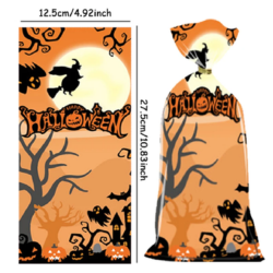 Sacolinha Fantasma Abóbora Feliz Halloween 50 Peças sacos de guloseimas de celofane