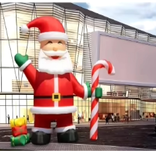 Papai Noel inflável de Natal de 2,5 m com doces e grande bolsa de presente decoração