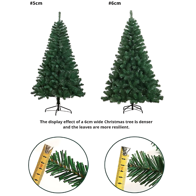 Árvore de Natal tradicional removível em fio de PVC de 180 cm