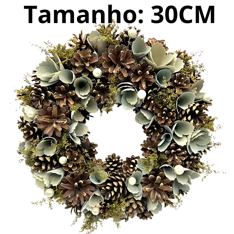 Anel de vela de guirlanda de Natal de 13,78 polegadas, decoração verde para casa, festa