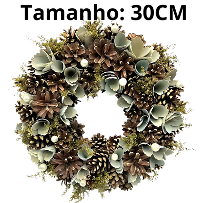 Anel de vela de guirlanda de Natal de 13,78 polegadas, decoração verde para casa, festa