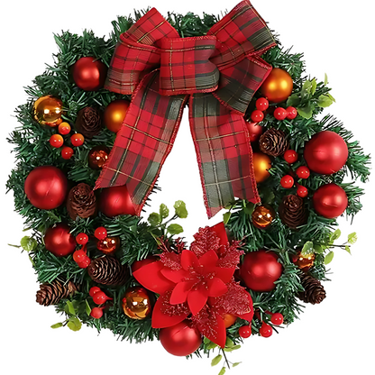 Guirlanda de Natal Ornamento da porta da frente, guirlanda de Natal artificial feliz Natal