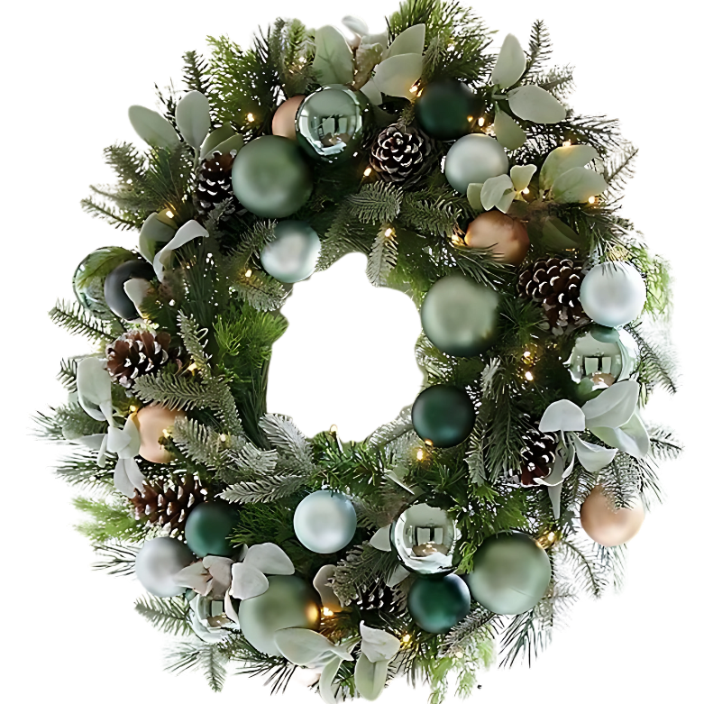 Guirlanda de natal pré-iluminada para decoração de porta frontal, guirlanda de natal