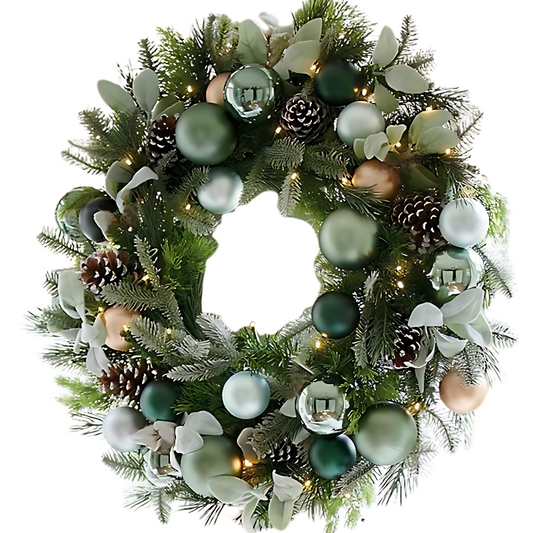 Guirlanda de natal pré-iluminada para decoração de porta frontal, guirlanda de natal