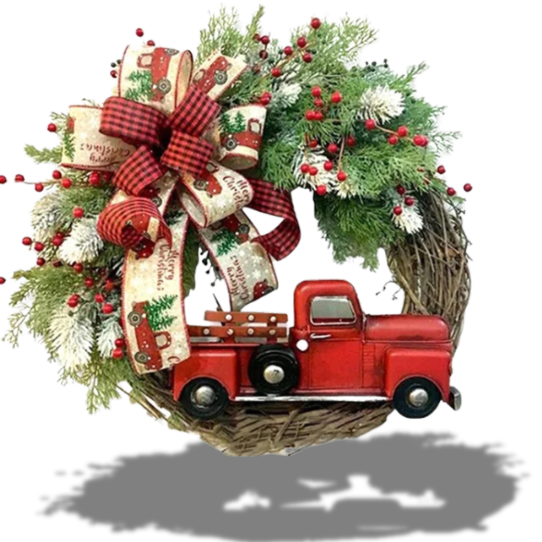 Guirlanda pendurado roleta de madeira flor natal