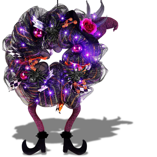 Guirlanda de porta de bruxa de halloween guirlanda de luz led guirlanda perna