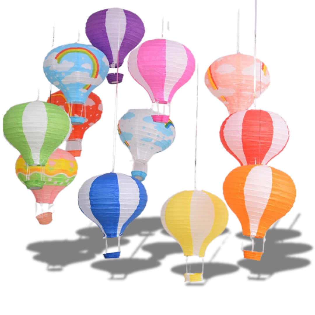 Lanterna De Papel Com Balão De Ar Quente Arco-íris