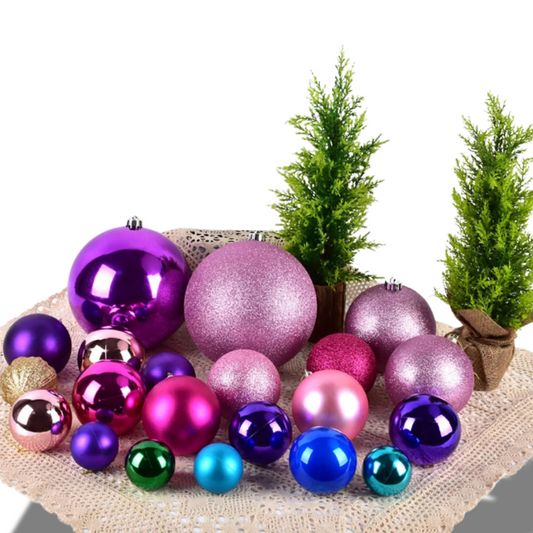 Bolas Natal Mista Glitter, Fosca, Lisa Azul 8cm - Master Natal