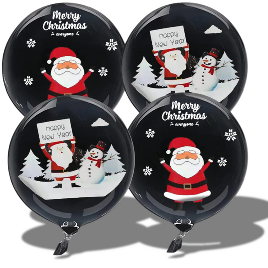 5 Balão Bobo Ball Balão Decoração Transparente Feliz Natal Papai Noel 60cm
