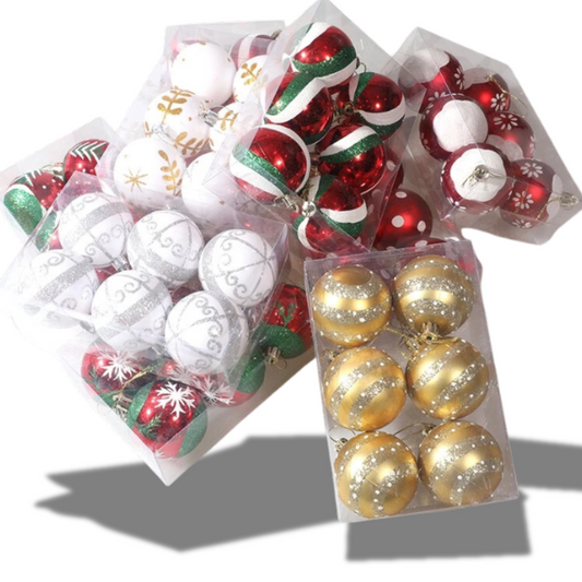 6 Peças 6cm de bola de árvore de Natal, pendente de bola de Natal pendurada de bola