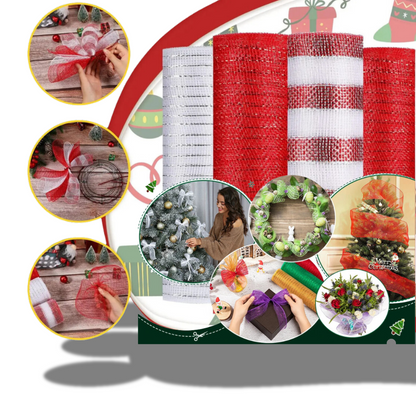 Decoração  malha 25,4 cm x 9 metros cada rolo, conjunto Robbin de malha metálica