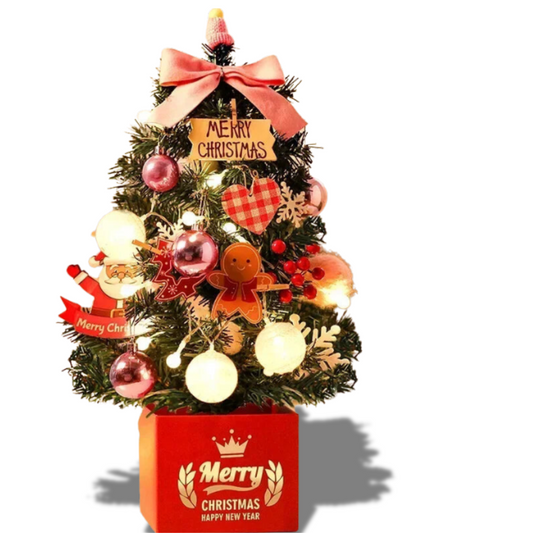 Mini Arvore De Natal Decoração De Mesa 30cm Laços E Pinhas