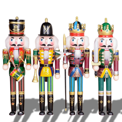 Quebra-Nozes Natal, Boneca Soldado Tradicional de Madeira Pintada, 30cm e Decorações