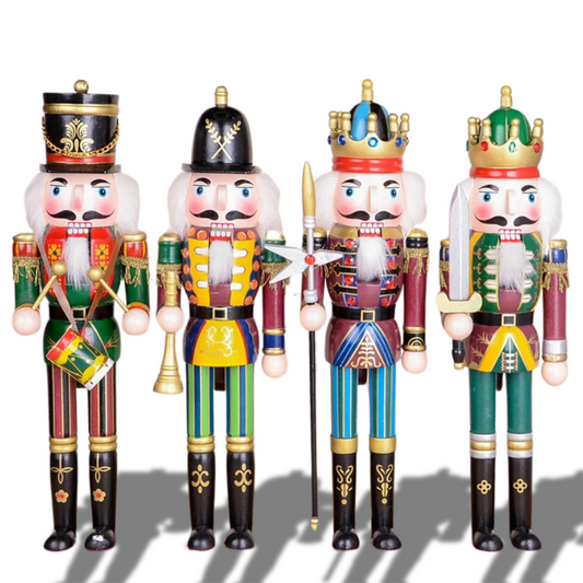 Quebra-Nozes Natal, Boneca Soldado Tradicional de Madeira Pintada, 30cm e Decorações