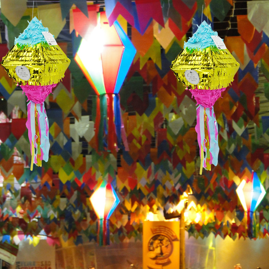 Balão Lanterna Festa Junina Fitas Decoração Arraiá