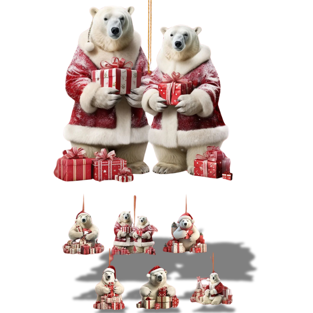 Nature Vibe 12,6 polegadas Sisal urso polar mãe e bebê decorações de Natal