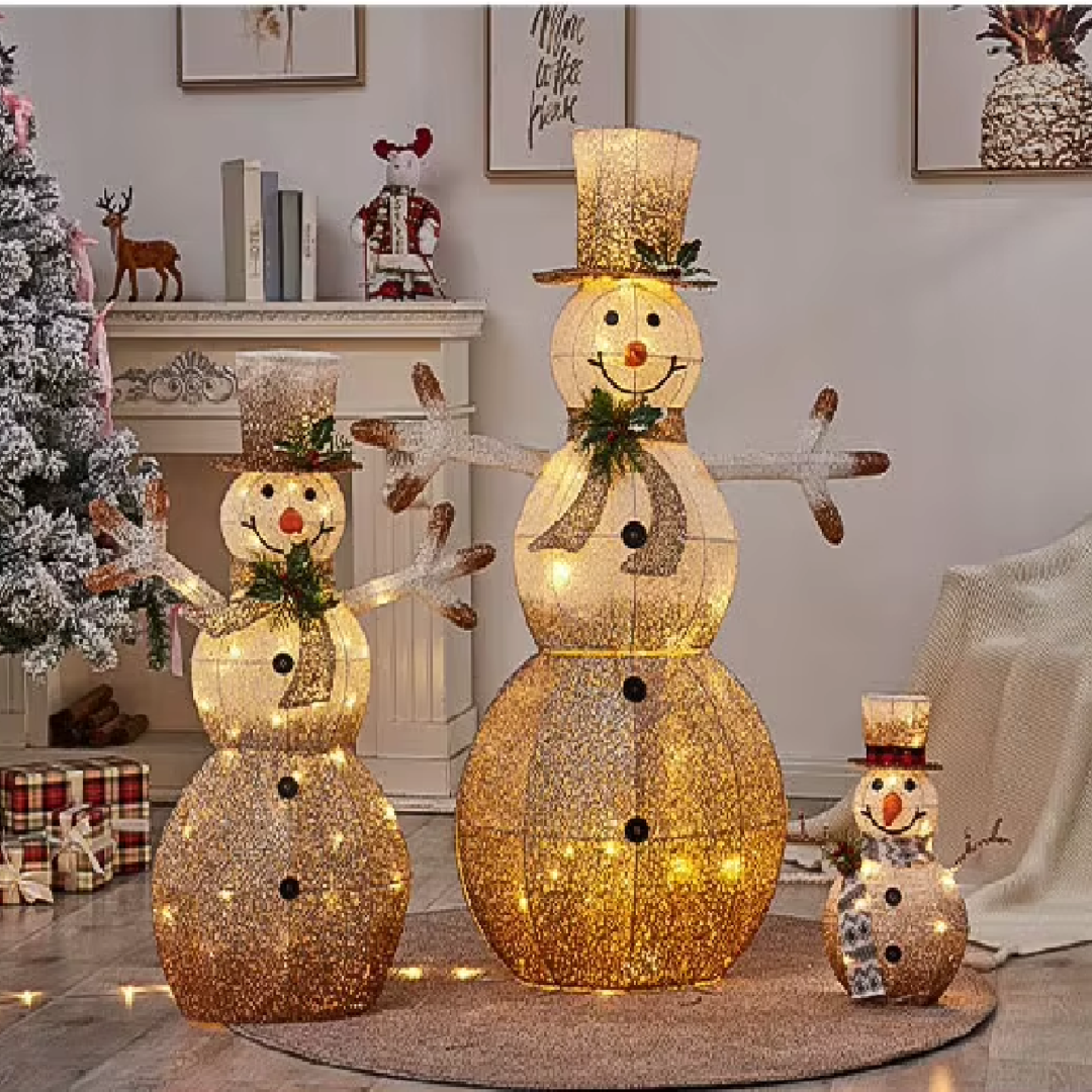 Natal Boneco neve Natal com LED de 120 cm, decorações de Natal pré-iluminadas