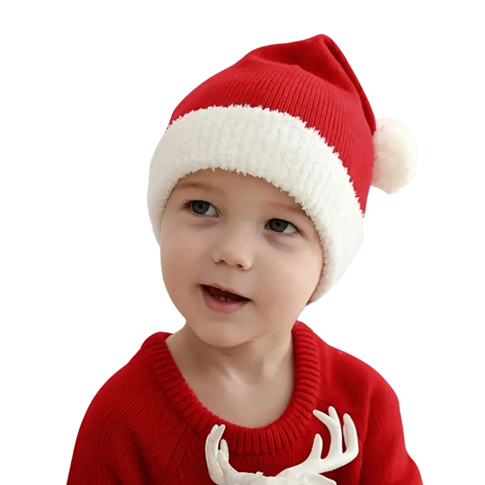 Gorros de malha fofos para meninos e meninas, gorro de Natal quente aba orelha