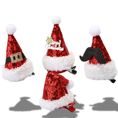 Grampo de cabelo mini chapéu de papai noel Presilhas de cabelo de chapéu Natal