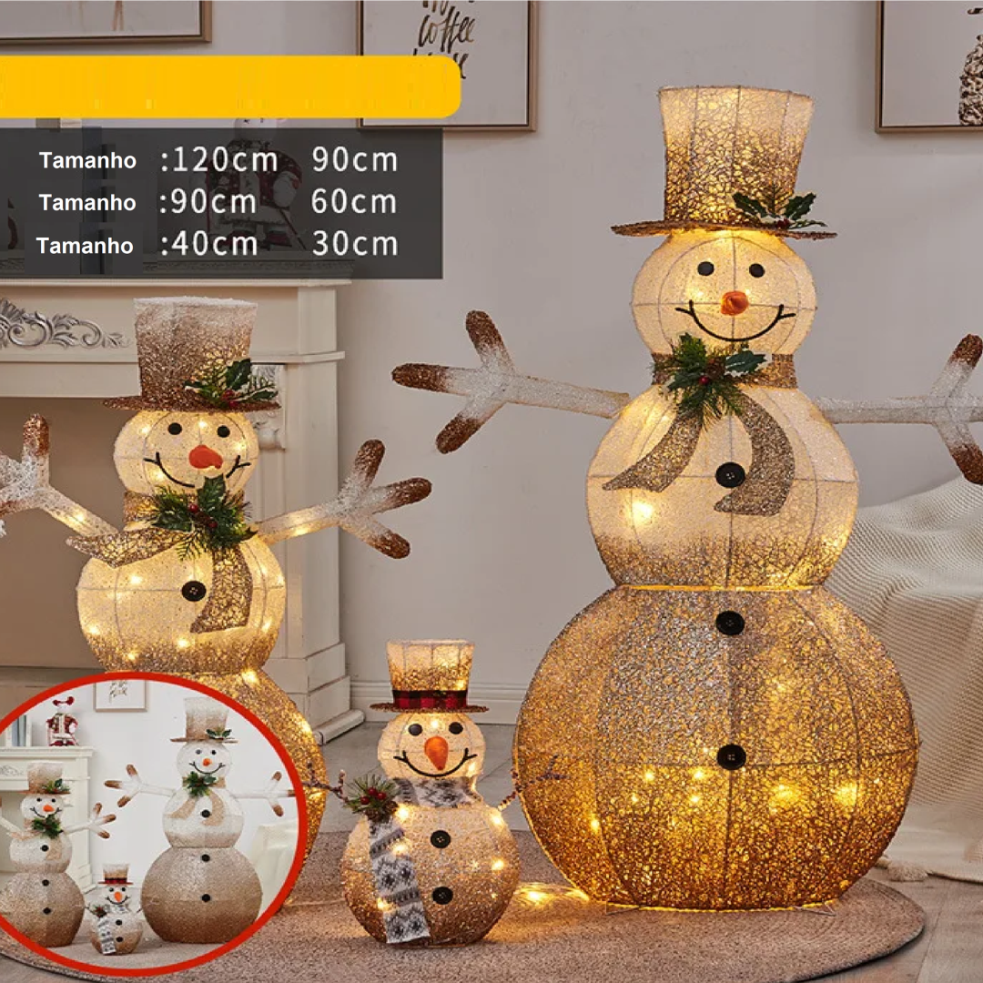 Natal Boneco neve Natal com LED de 120 cm, decorações de Natal pré-iluminadas