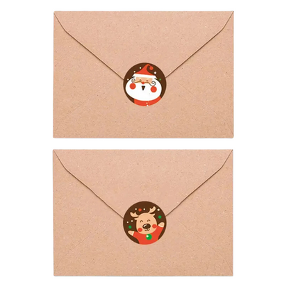 500 peças de envelopes adesivos de Natal, adesivos redondos de 2,5 m, 4 estilos