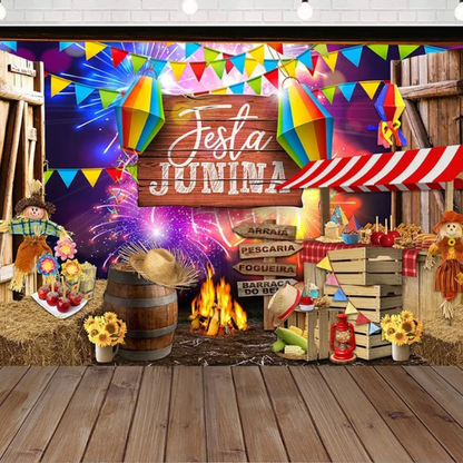 Fundo Fotográfico Sublimado 3D Junino Diversos Modelos Festa Junina 1,50x2,20