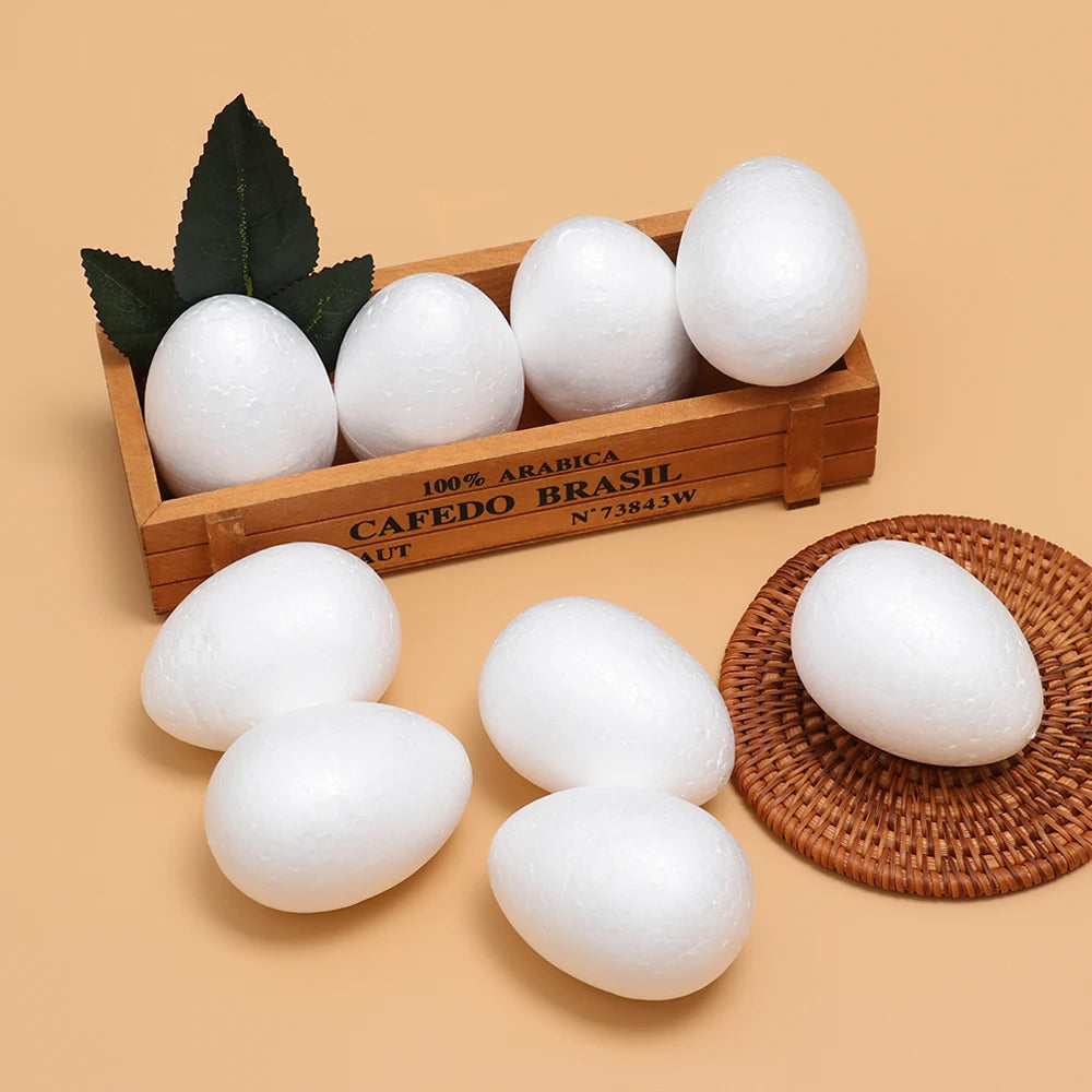 Ovos de espuma de 8,5 cm para artesanato, 10 peças de ovos de isopor brancos pequenos