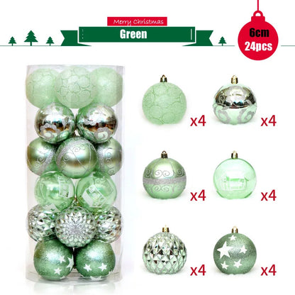 Enfeites de bola de Natal de ouro de 80 mm, 24 peças, conjunto de enfeites de alívio árvore