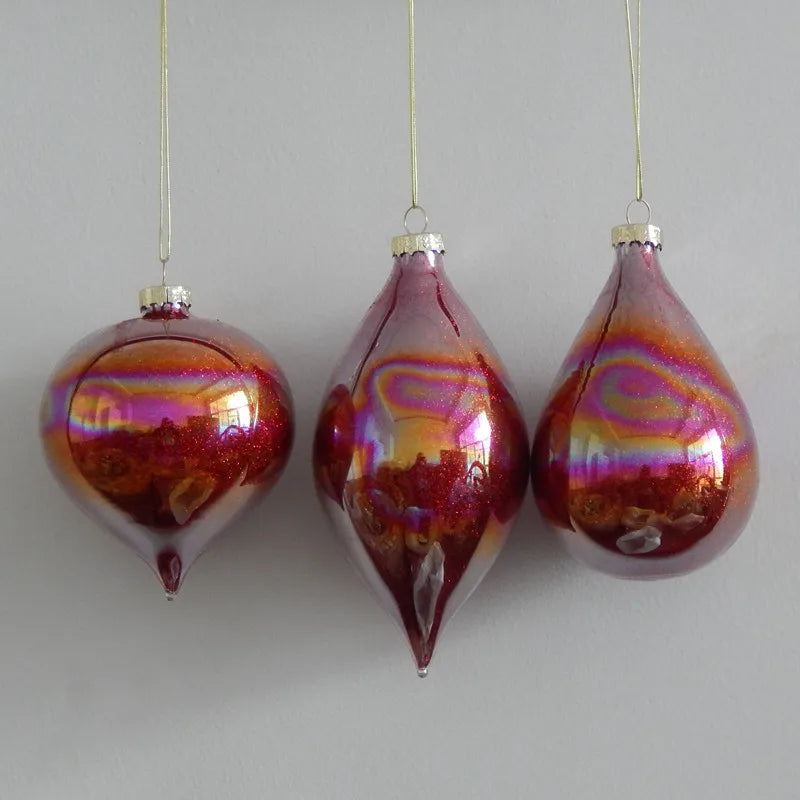 Bola de Natal Vidro Iridescente Borgonha Studio Ornamento de Bola de Nariz Tão Brilhante