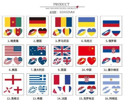 Tatuagens de bandeira do Brasil - 5 folhas de adesivos faciais temporários esportivos Copa