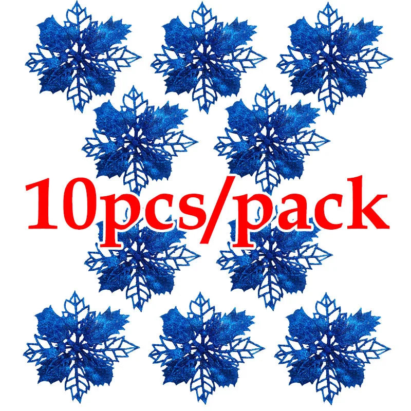 Flores pingente de Natal 10 Unidades de Flores de Poinsétia Com Glitter de Natal, Flores