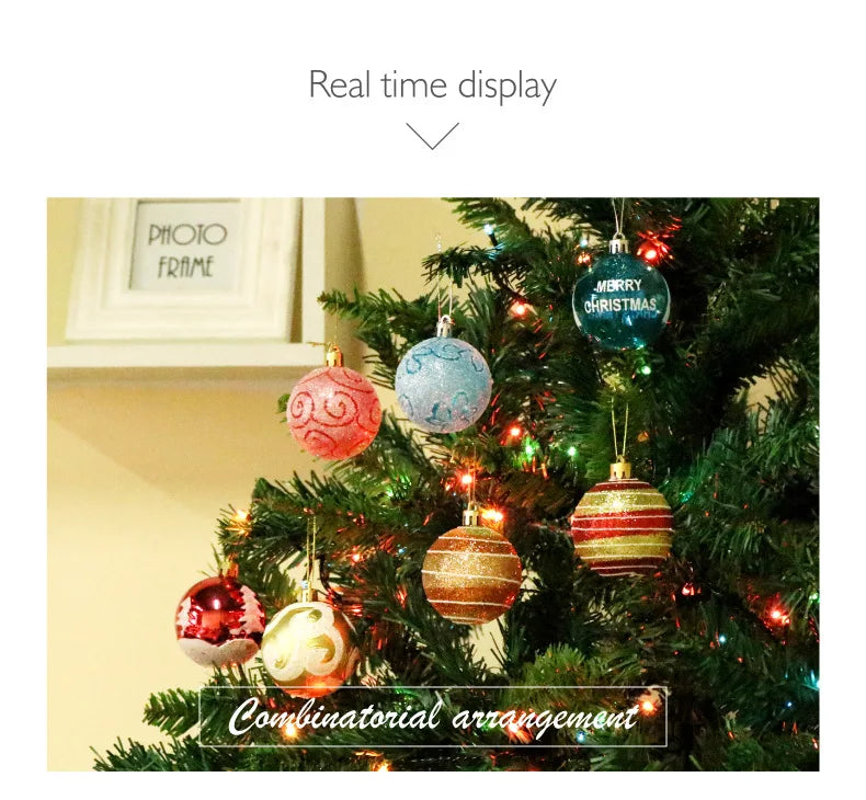 Enfeites de bola de Natal de ouro de 80 mm, 24 peças, conjunto de enfeites de alívio árvore