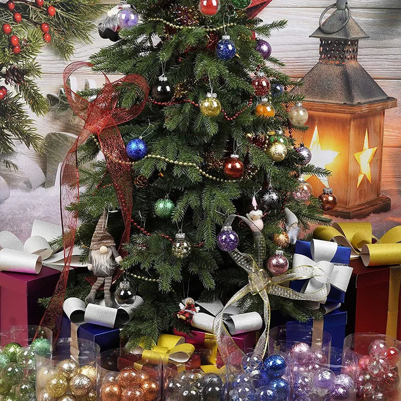 Enfeites de bola de Natal de ouro de 80 mm, 24 peças, conjunto de enfeites de alívio árvore