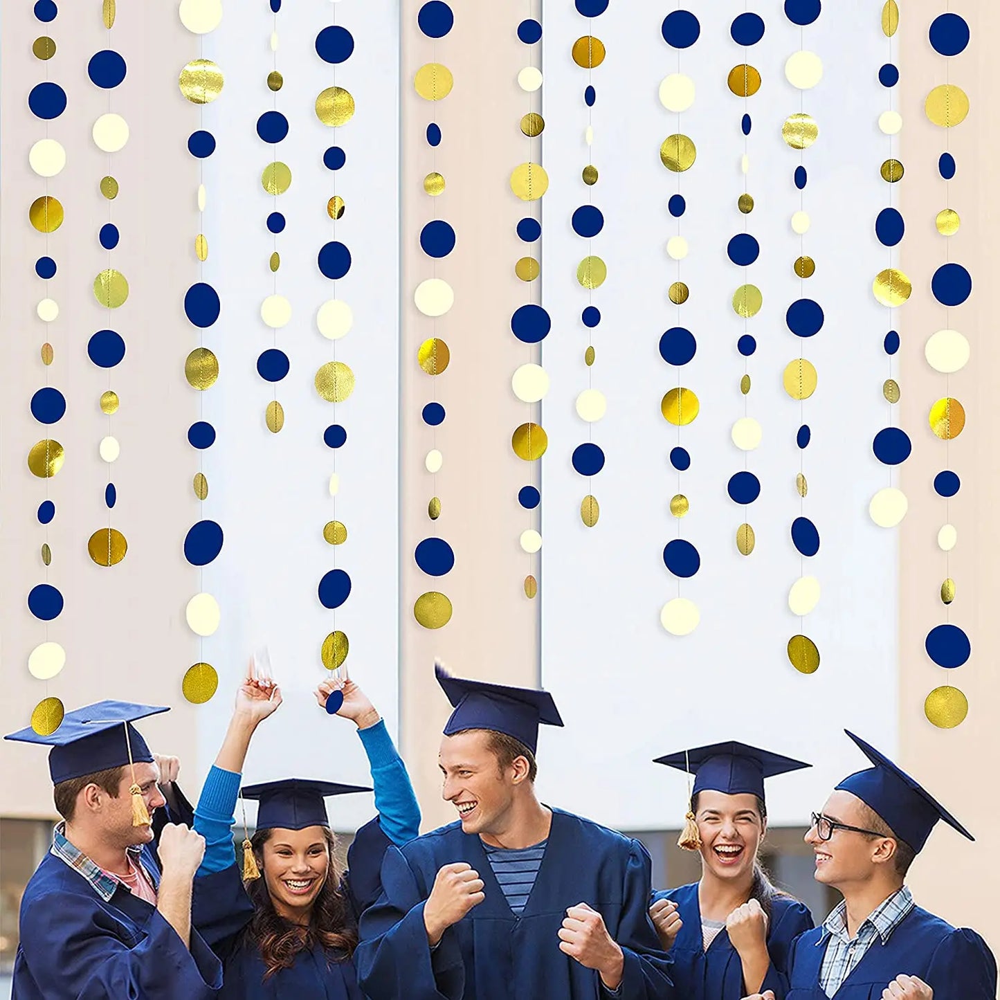 Decoração de festa de aniversário, banner de fundo azul marinho e dourado