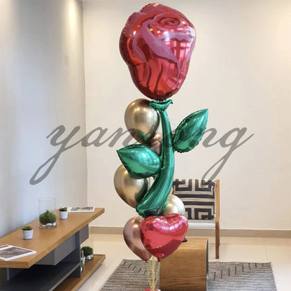 Bela Flor De Alumínio Forma Foil Balões Rosa Girassol Decoração festa Colorido Decoração