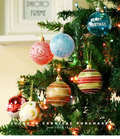 Enfeites de bola de Natal de ouro de 80 mm, 24 peças, conjunto de enfeites de alívio árvore