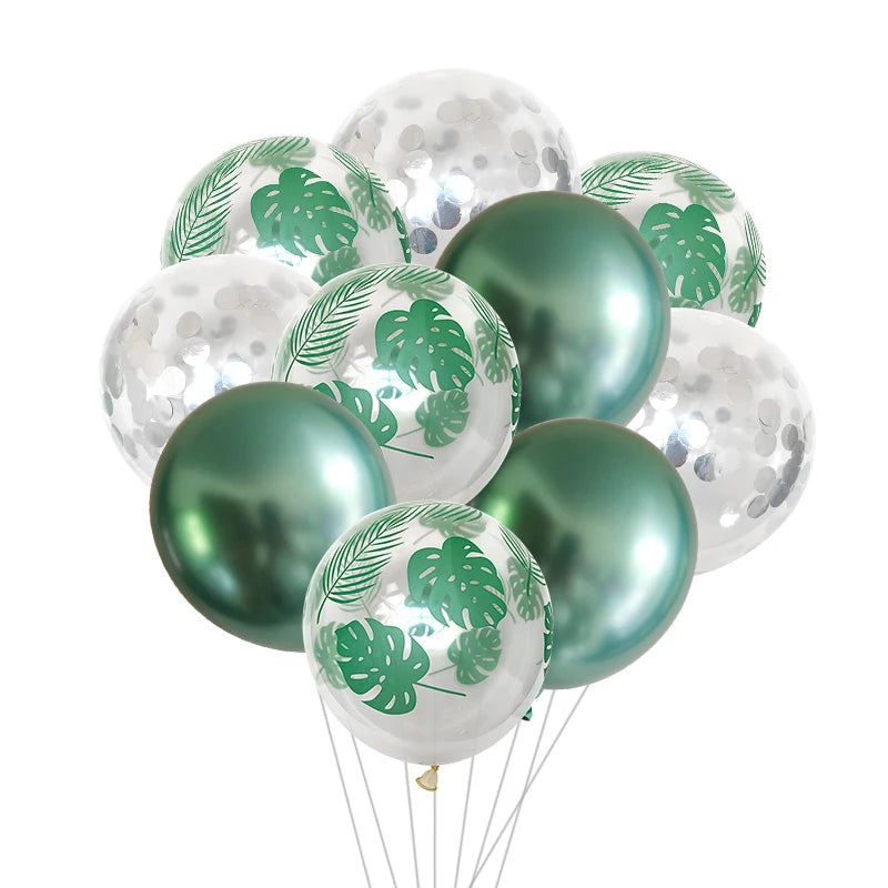 Balões com tema de safári selva, balão de folhas de palmeira, balões metálicos