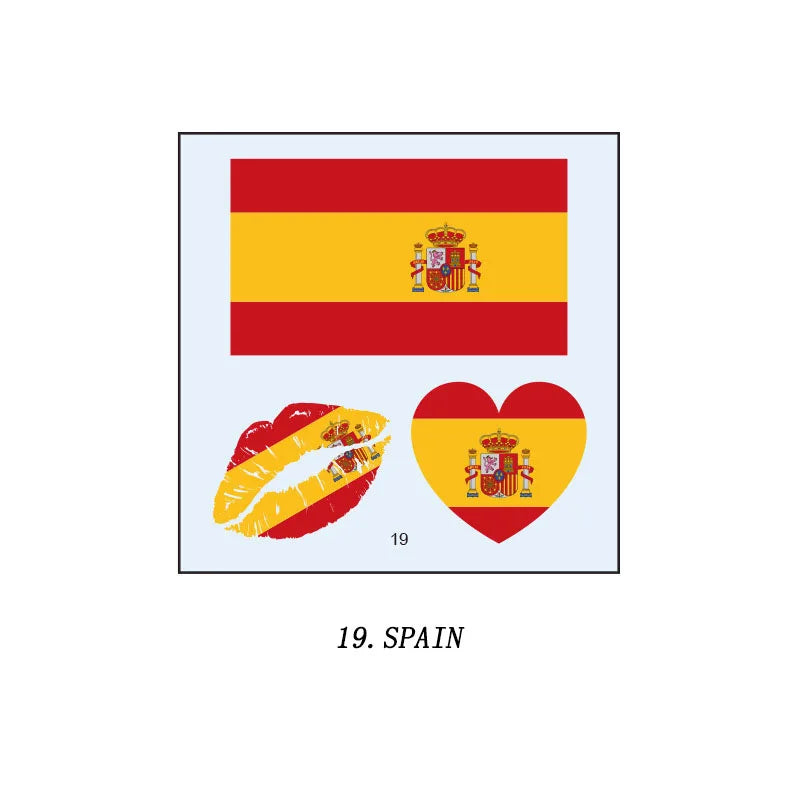 Tatuagens de bandeira do Brasil - 5 folhas de adesivos faciais temporários esportivos Copa