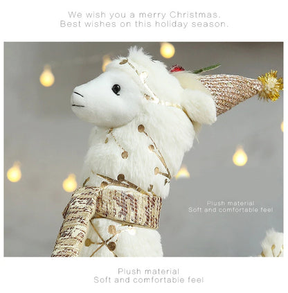 Estatueta de veado em pé de rena em pé de Natal - Escultura de rena em pé de pelúcia