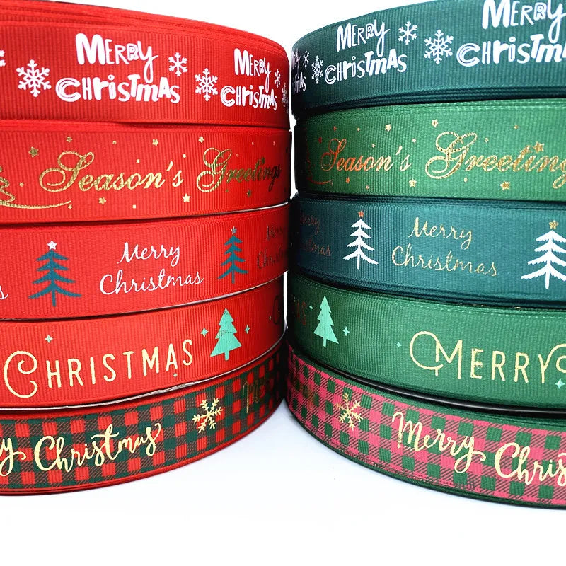 Fita Árvore Natal Decorações de Natal 1 Unidades Fitas de Gorgorão Estampadas Embrulho