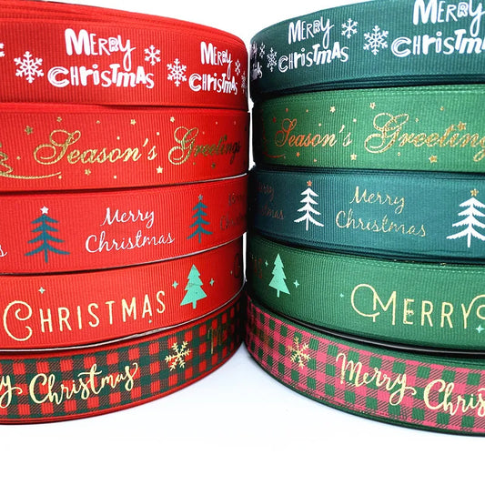 Fita Árvore Natal Decorações de Natal 1 Unidades Fitas de Gorgorão Estampadas Embrulho