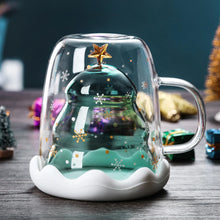 Carregar imagem no visualizador da galeria, Caneca de vidro isolada de parede dupla, copo de café de Natal e copo de chá leite
