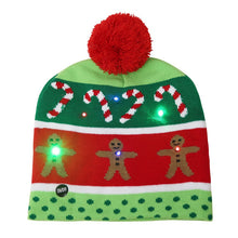 Carregar imagem no visualizador da galeria, Chapéu de suéter de natal com led iluminado gorro de natal gorro de malha
